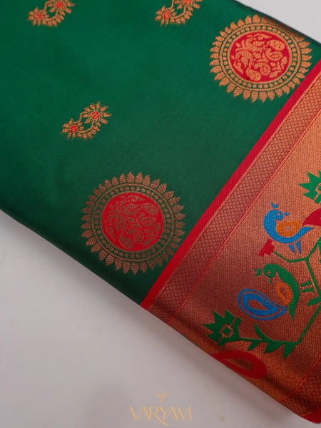 Satrangi Banarsi Green Soft Silk Zari Saree