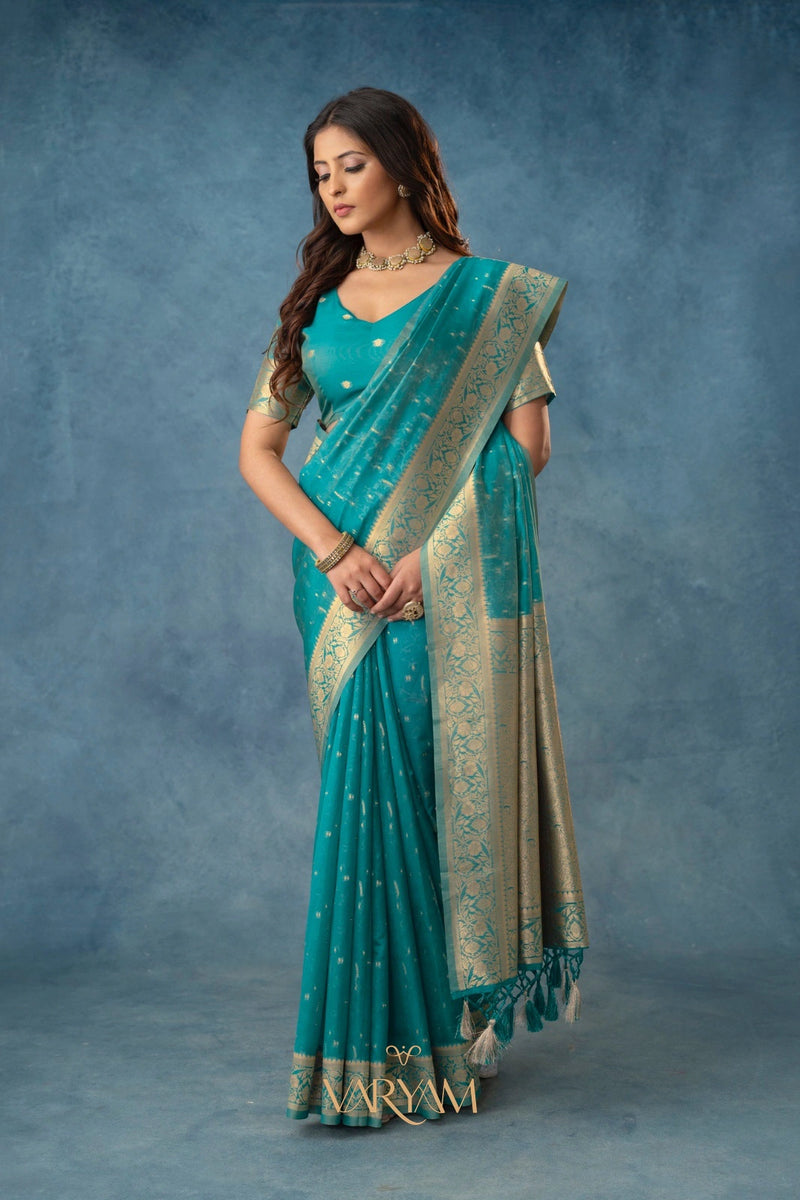 Fiona Silk Teal Saree