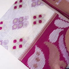 Patola Linen Cream Purple Saree