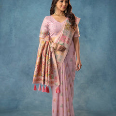 Meenakari Cotton Purple Saree