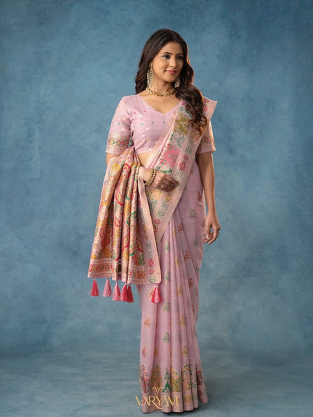 Meenakari Cotton Purple Saree