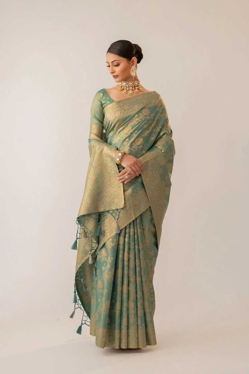 Ivona Silk Teal Saree