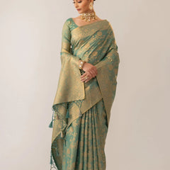 Ivona Silk Teal Saree