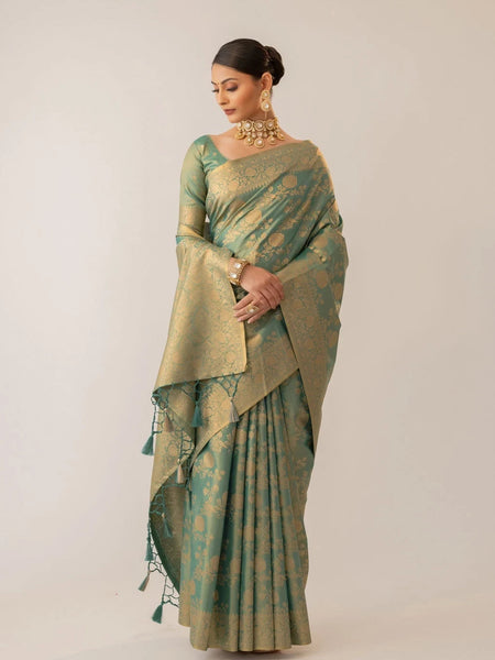 Ivona Silk Teal Saree
