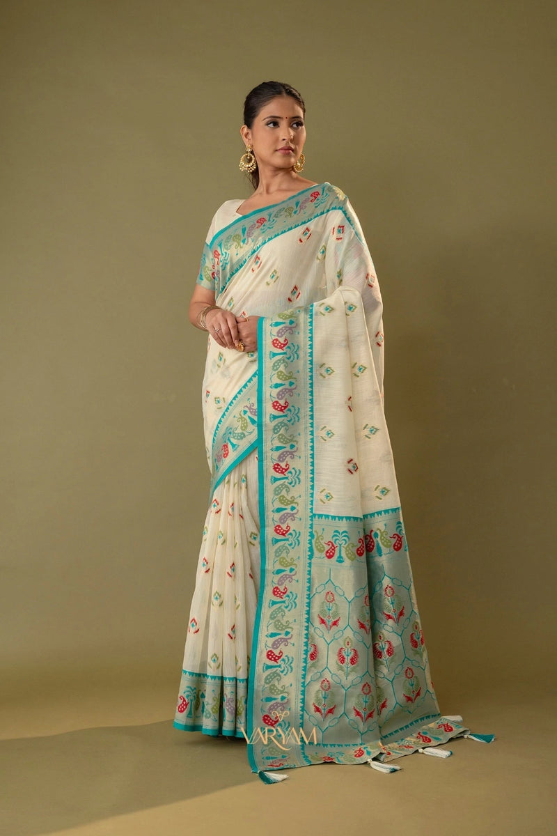 Kalista Linen Cream Saree