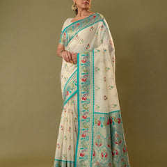 Kalista Linen Cream Saree
