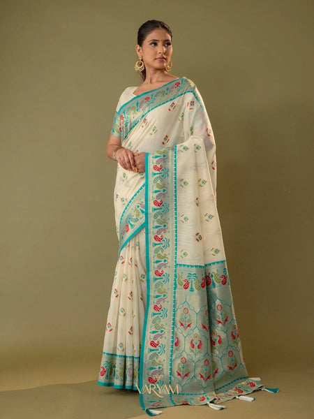 Kalista Linen Cream Saree