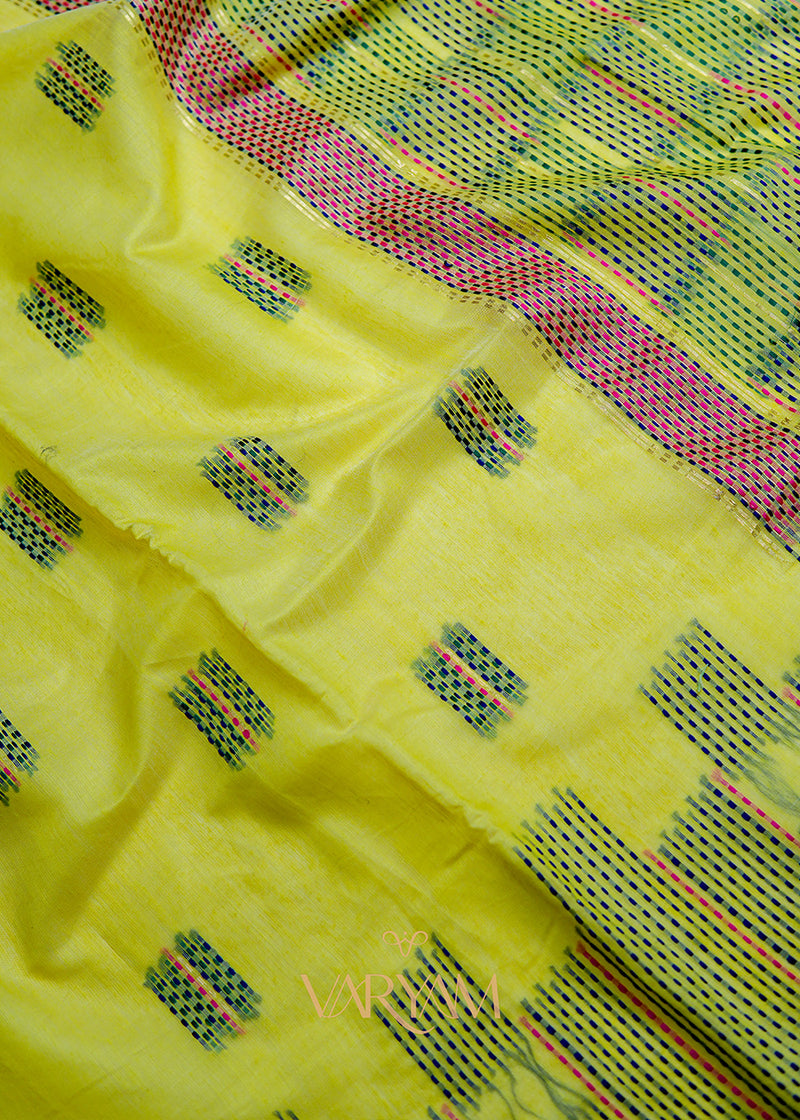 Katha Handloom Yellow Saree
