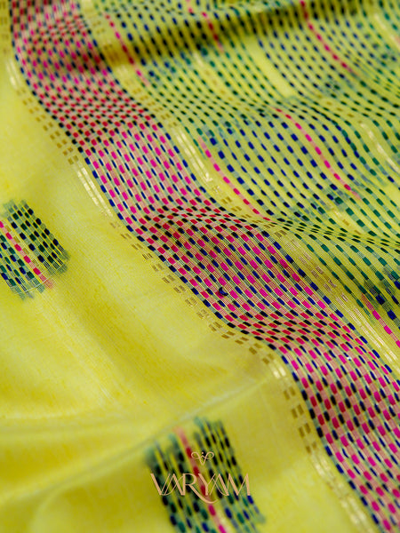 Katha Handloom Yellow Saree