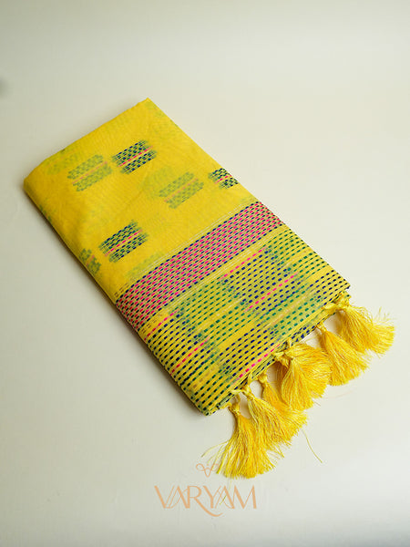 Katha Handloom Yellow Saree